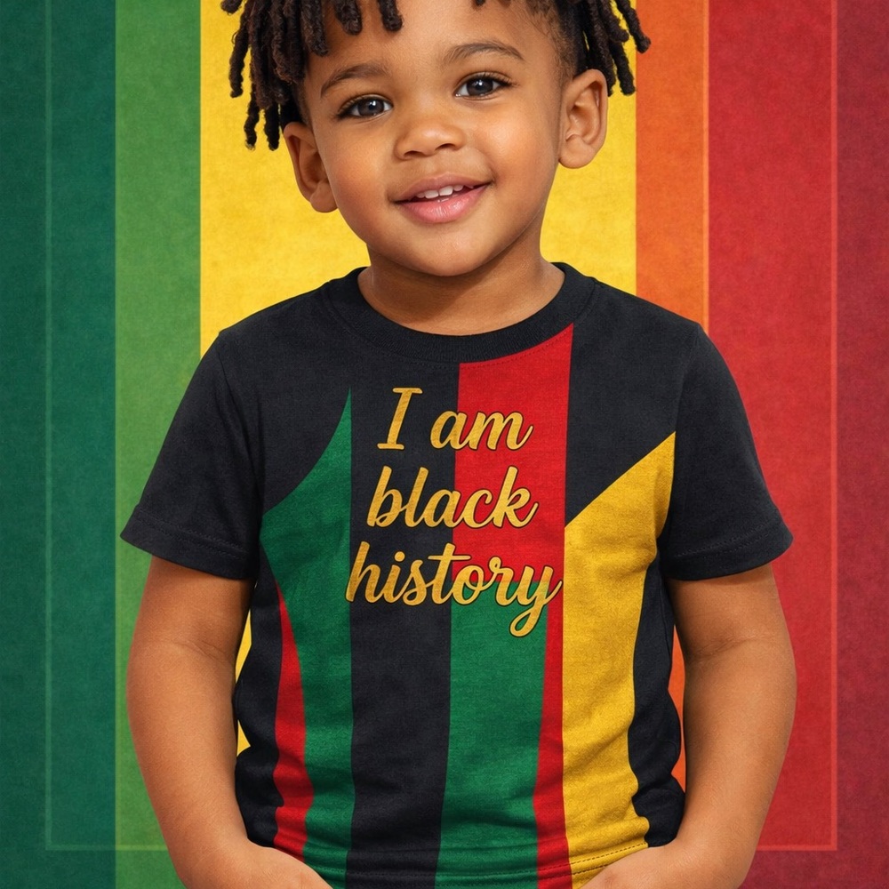 I Am Black History Kids Short Sleeve Tee - Black/Red/Green/Yellow